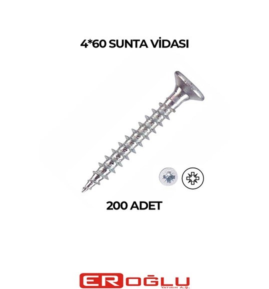 4*60 ÇETİN KRAFT  SUNTA VİDASI (1 PK 200 ADET)